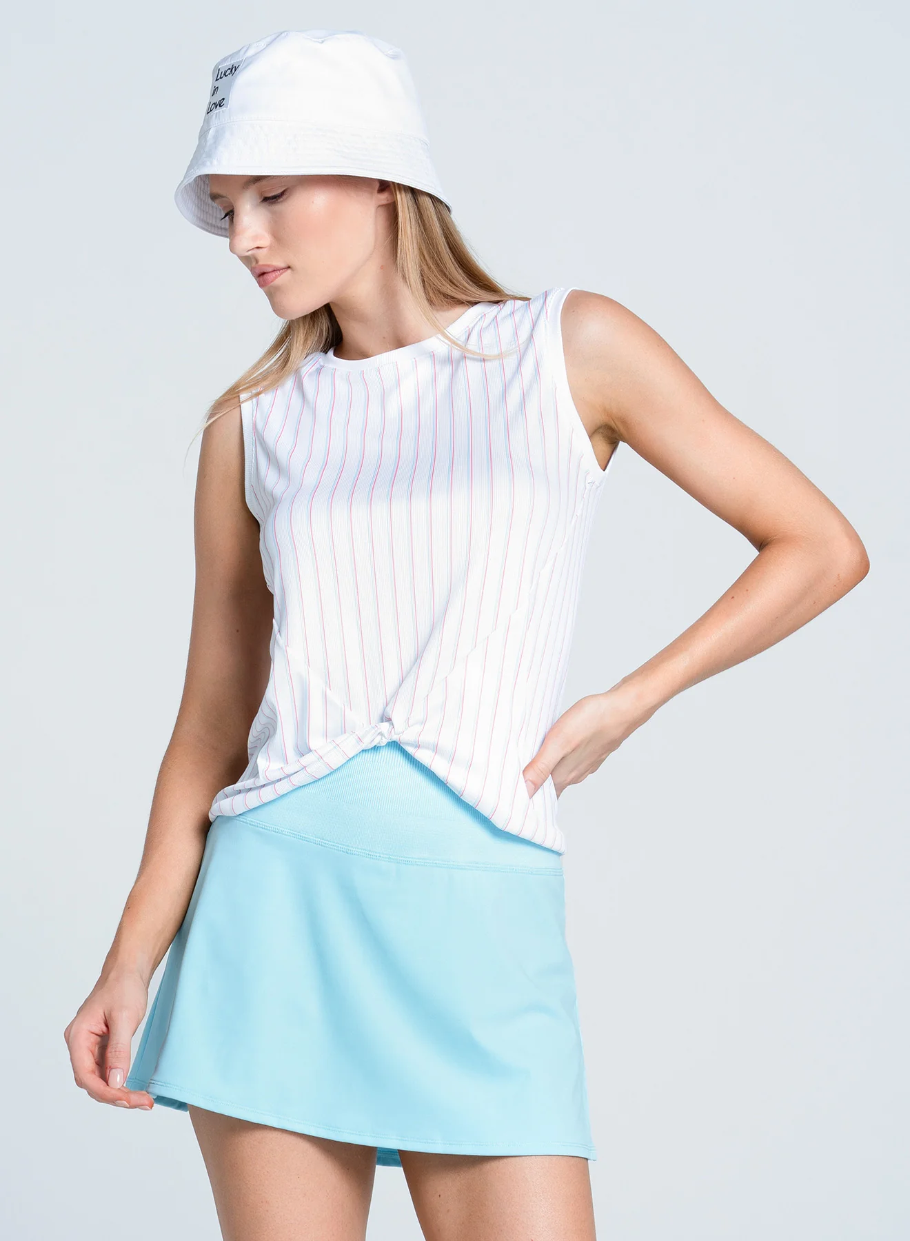 Retro Stripe Twist Front Tank